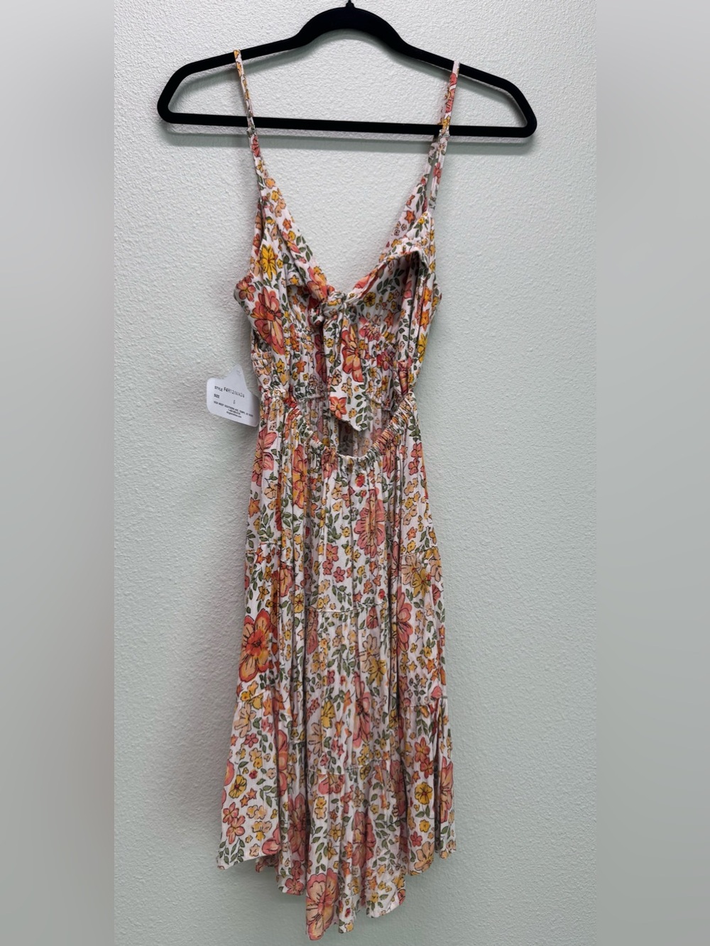 NWT Angie Floral V-Neck Tiered Mini Dress in Pink and Peach,Various Sizes - Picture 6 of 8
